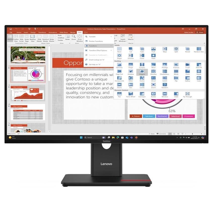 Lenovo ThinkVision T27 40 Écran LED 27 1920 x 1080 Full HD @ 120 Hz IPS 300 cdm² 1500:1 4 ms HDMI VGA DisplayPort eclipse - vue 2