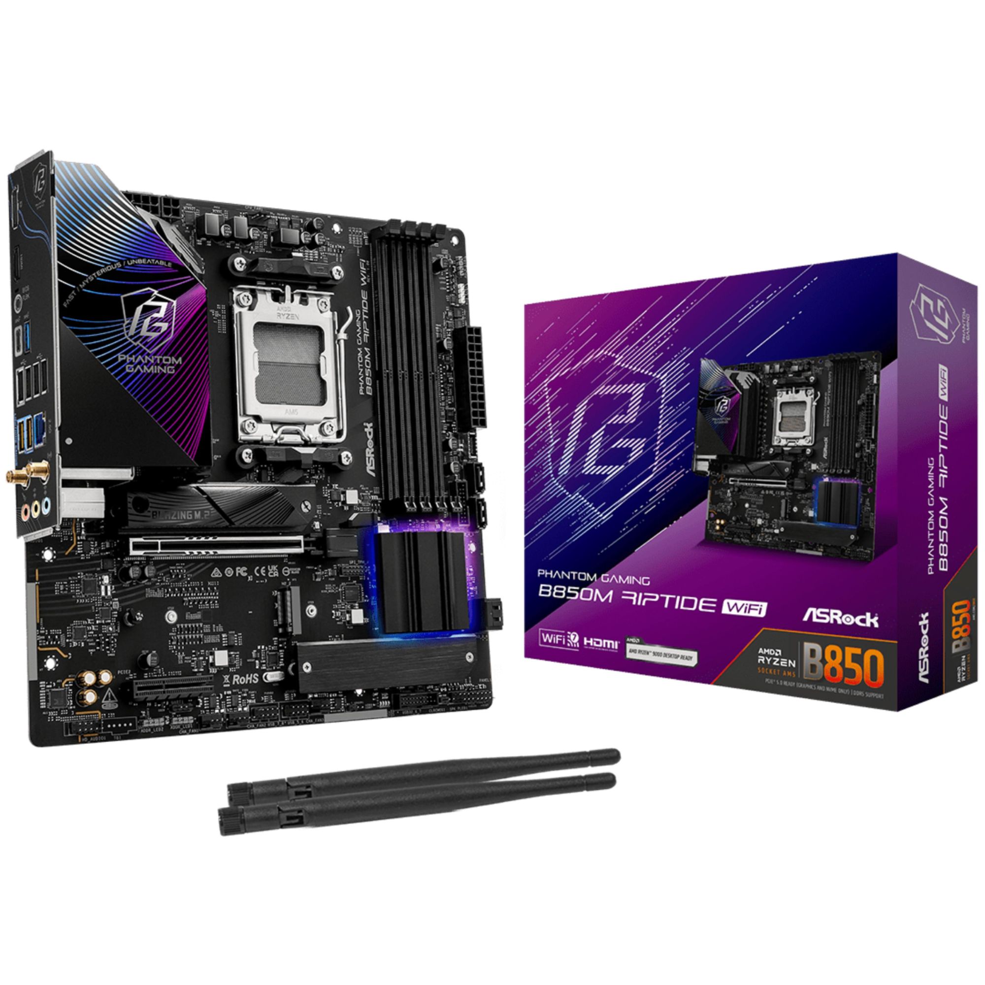 Asrock Phantom Gaming B850M Riptide WiFi AMD B850 Emplacement AM5 micro ATX