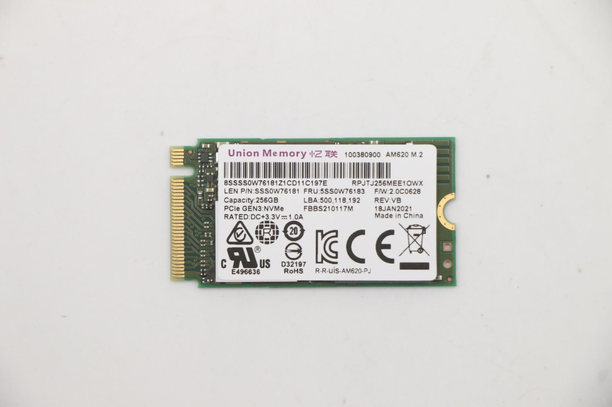 UMIS AM620 PCIE 2242 SSD LENOVO W125687202 - vue 3