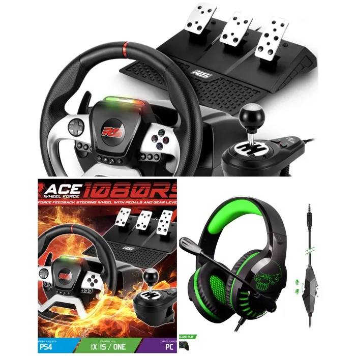 Casque PC GAMER XBOX + Volant de jeu + Pédales ¿ SPIRIT OF GAMER PRO Race Pro 1080RS Pour Xbox PS4 PC Pédales incluses
