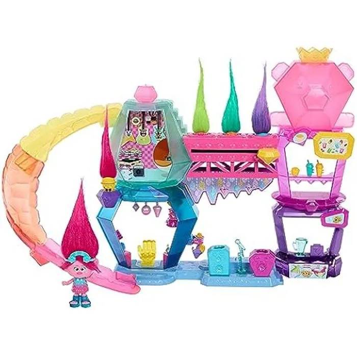 Coffret de jeu Mattel Trolls 3 Figurine Reine Poppy 2 étages Plus de 25 accessoires