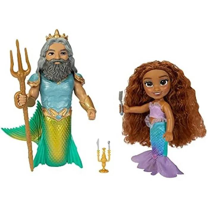 Coffret 2 Poupées Disney La Petite Sirène Ariel et Triton avec Accessoires