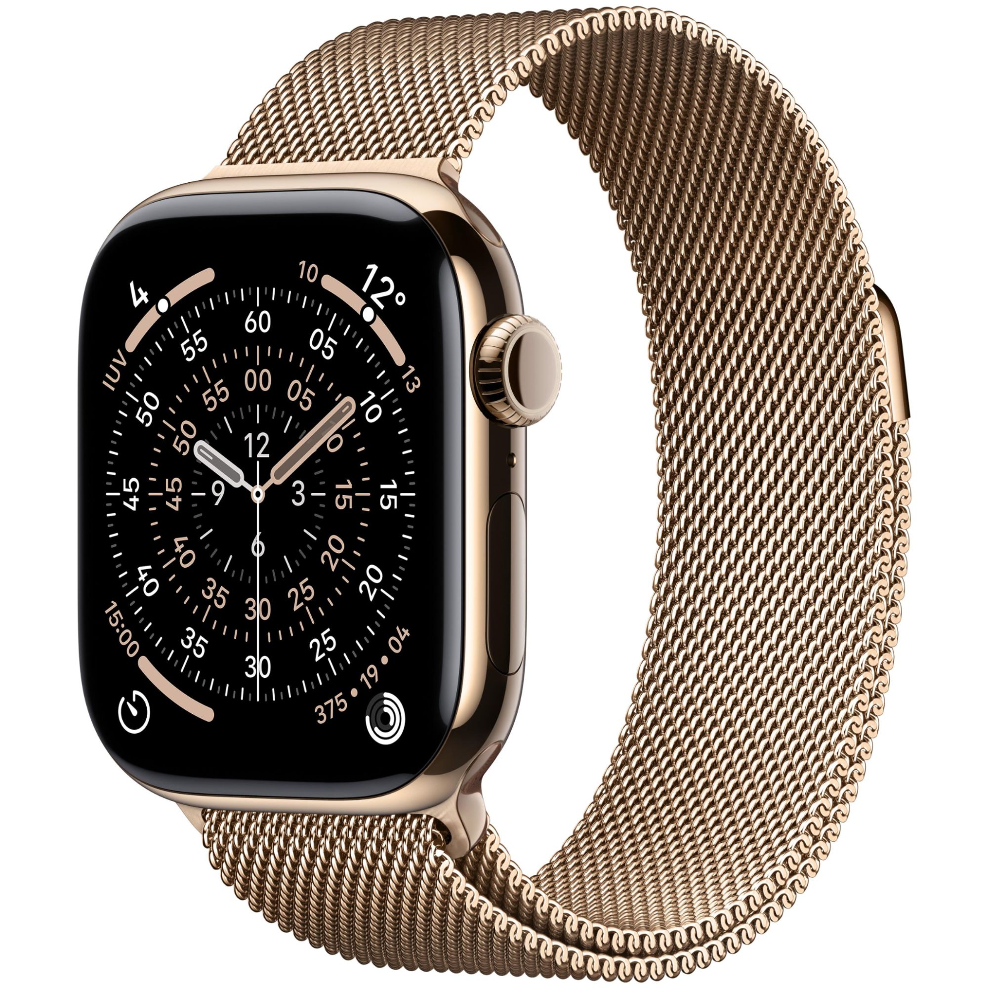 Apple Watch Series 11 GPS + Cellular 42mm Boitier en Titane Or avec Bracelet Milanais Or