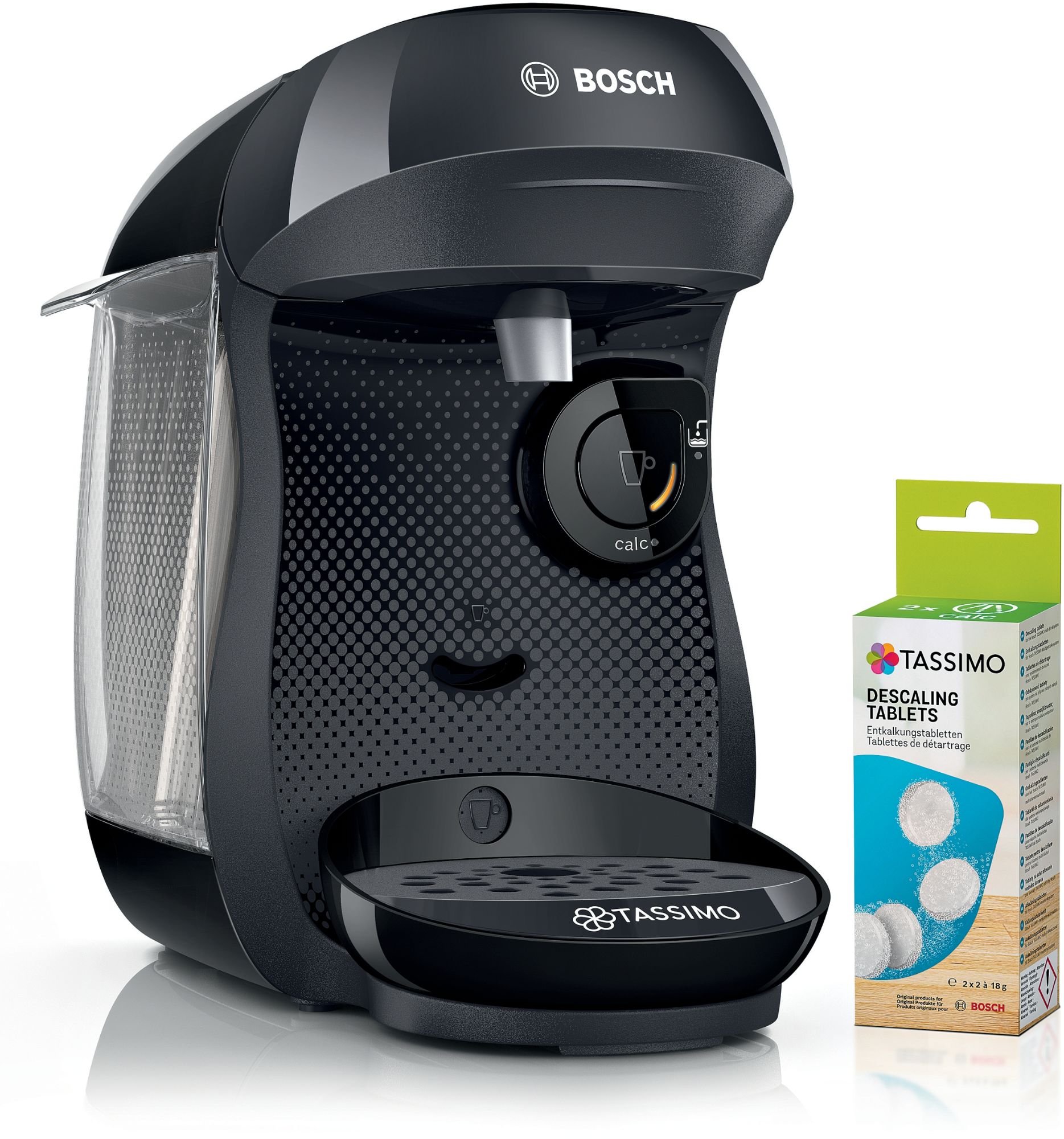 Bosch Machine à café boissons Tassimo Happy friendly TAS102EA plus de 70 boissons chaudes OneTouch cafétière à dosettes Intellibrew pastilles de détartrage