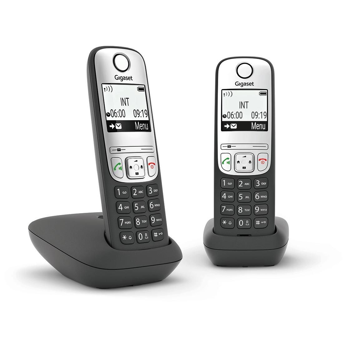 Gigaset A690 Duo Téléphone analogique Identification de l'appelant Noir, Argent