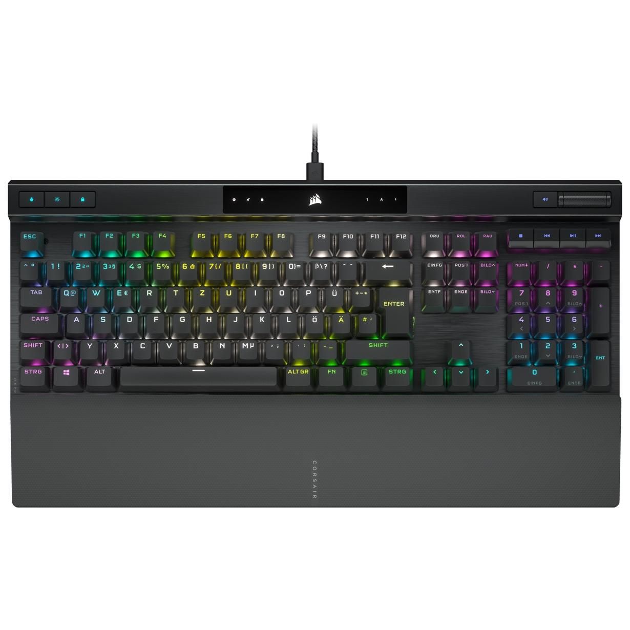 Corsair K70 RGB Pro Clavier de Jeu mécanique Cherry MX Hyper Pick 8000 Hz PBT Double Approchement rétroéclairage RVB Boutons individuels Amovibles câble USB de Type C Amovible - vue 1