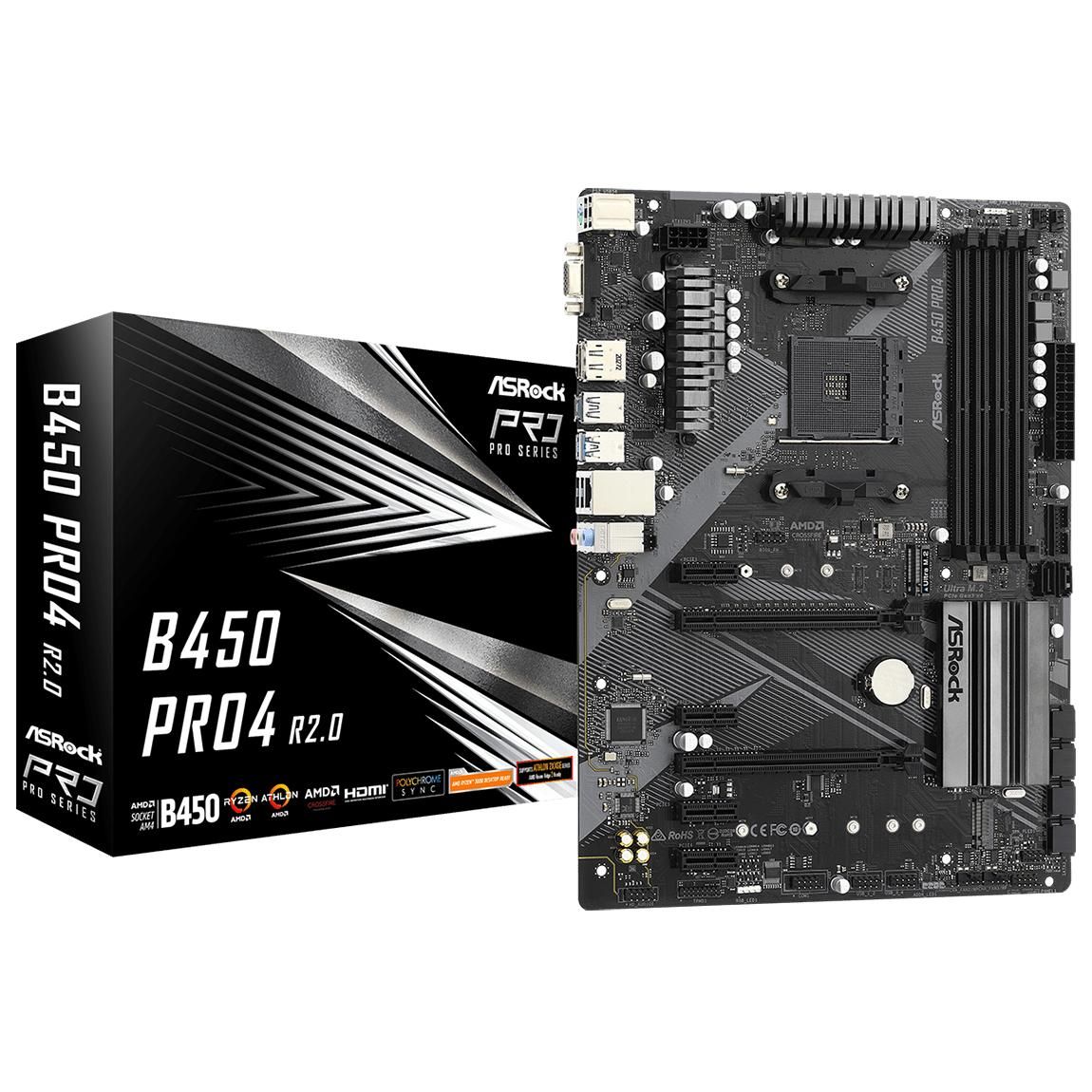 Asrock B450 Pro4 R2.0 AMD B450 Emplacement AM4 ATX Neuf - vue 4
