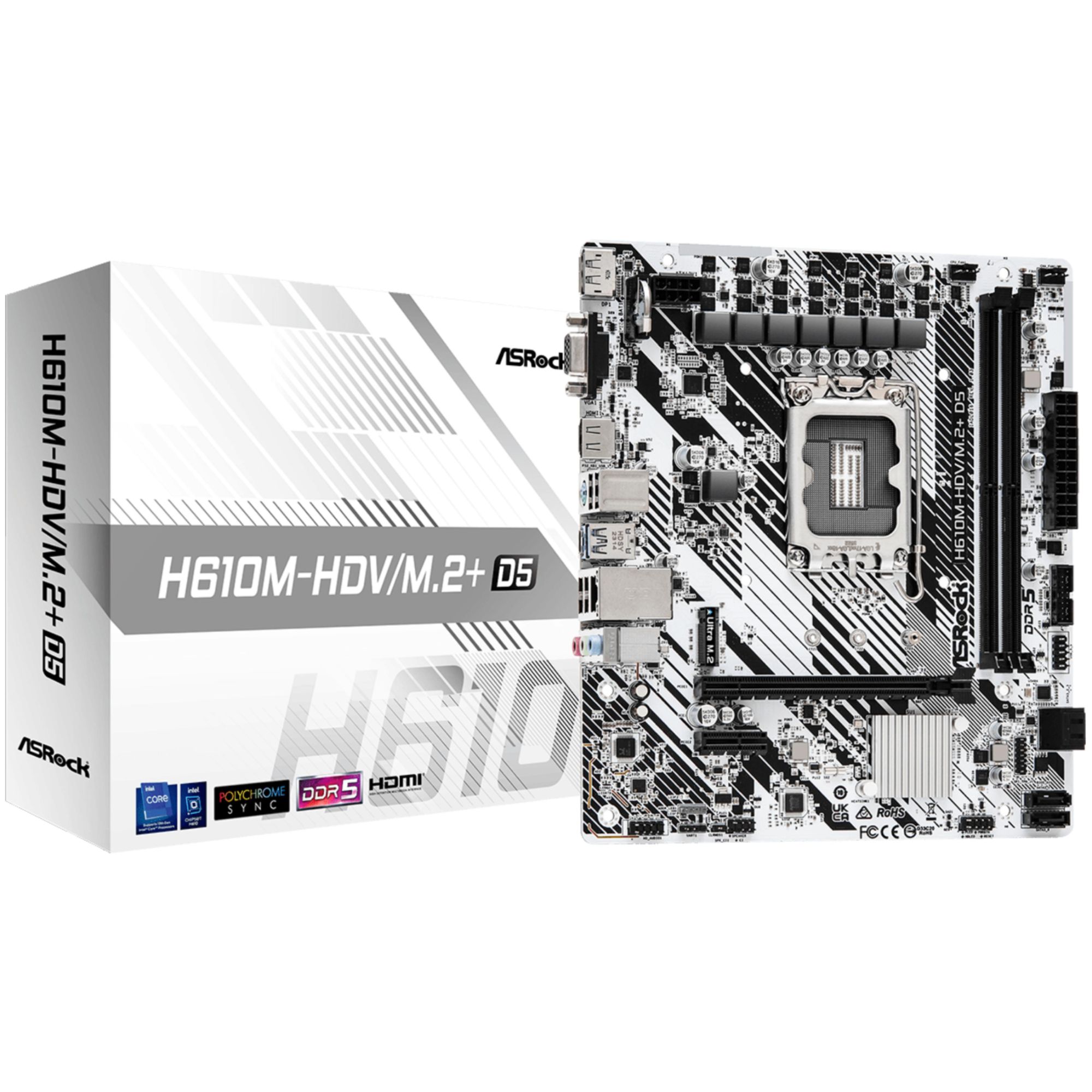 Asrock H610M HDV/ .2+ D5 Intel H610 LGA 1700 micro ATX Neuf - vue 4