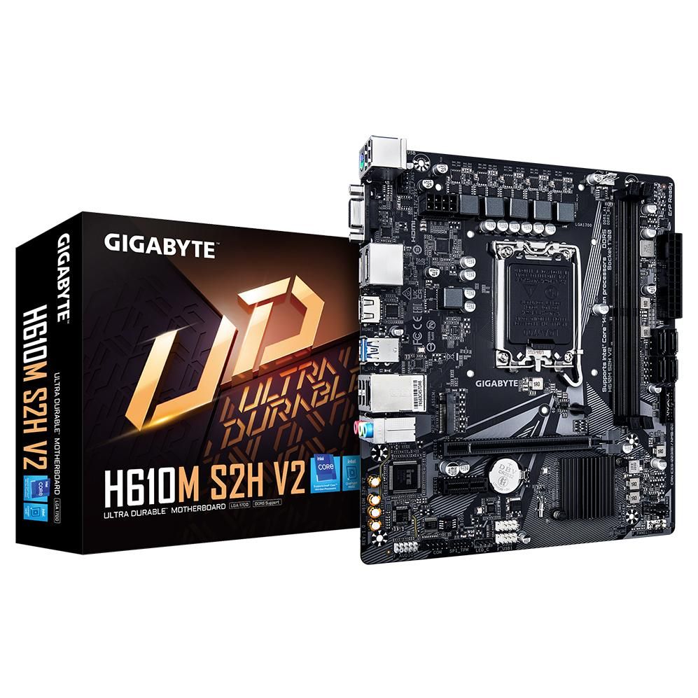 GIGABYTE H610M S2H V2 Carte mère Prend en charge les processeurs Intel Core 14e génération VRM numérique hybride 4+1+1 phases jusqu'à 5600MHz DDR5 1xPCIe 3.0 .2 LAN GbE USB 3.2 Gen 1 Neuf - vue 4