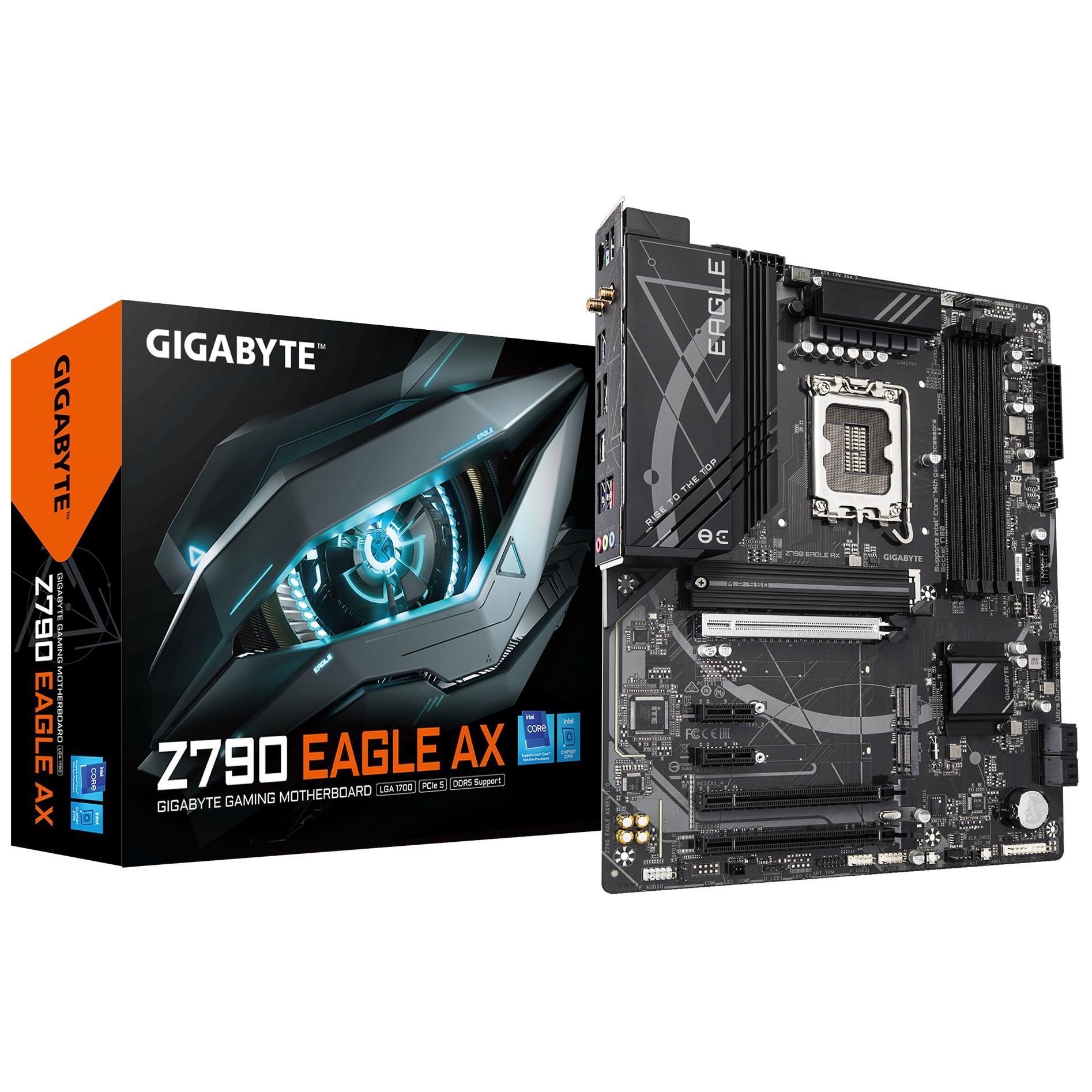 GIGABYTE Z790 EAGLE AX Carte mère Prend en charge les processeurs Intel Core de 14e génération VRM numérique 12+1+1 phases jusqu'à 7600 MHz DDR5 OC 3xPCIe 4.0 .2 Wi Fi 6E LAN 2.5GbE USB 3.2 Gen 2 Neuf - vue 5