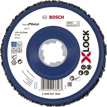 Disque de nettoyage Bosch X LOCK 125 mm 22 23 mm Métal - vue 2