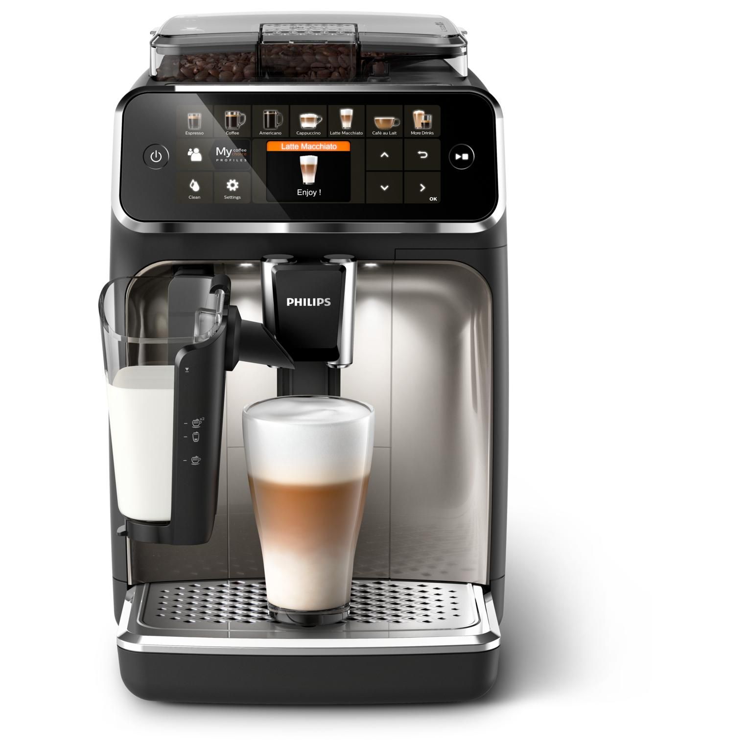 Philips Série 5400 Noir / Chrome EP5447/90 Machine expresso broyeur,12 boissons, carafe LatteGo