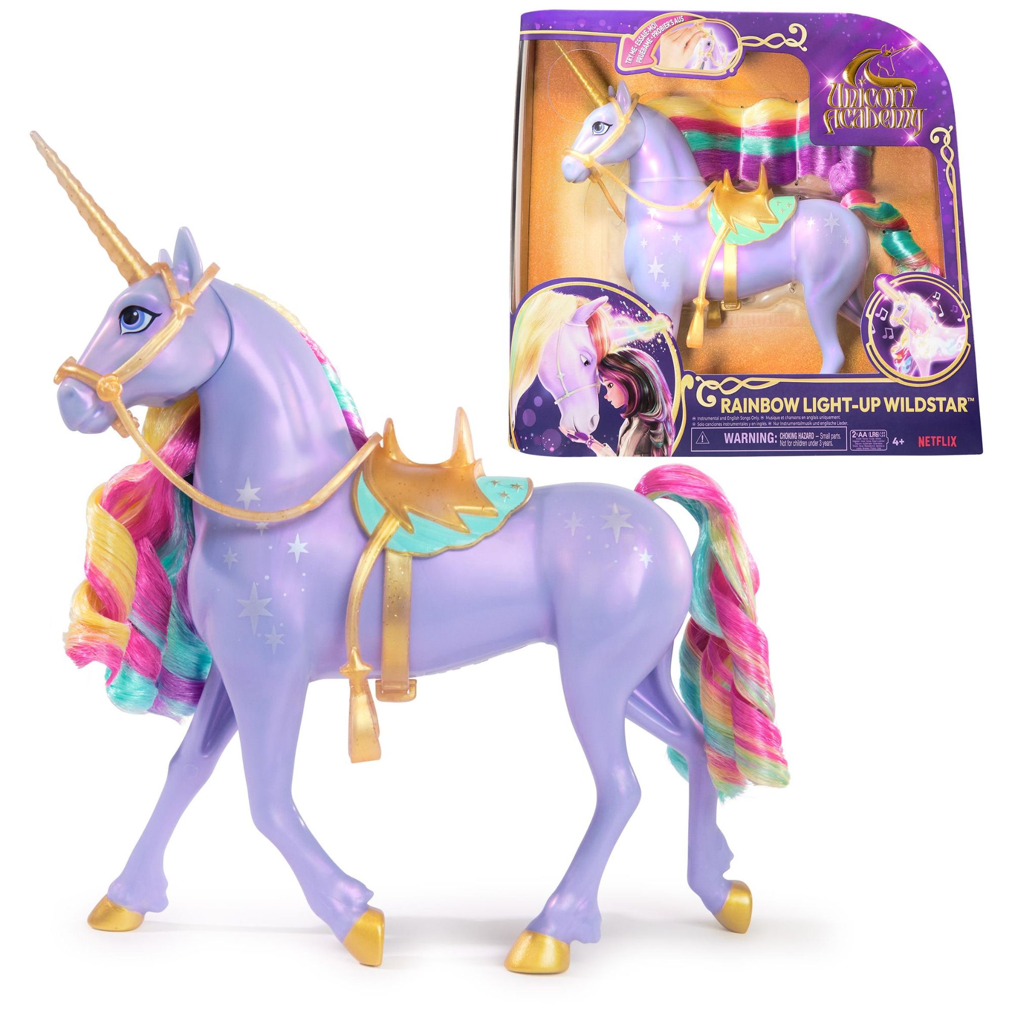 Unicorn Academy - L'Ecole des Licornes - Licorne Interactive Wildstar 28 Cm - Licorne Interactive Sons, Chansons & Lumières - Jouets Inspirés De La Série L'Ecole des Licornes - Jouet Enfant 4 Ans et +