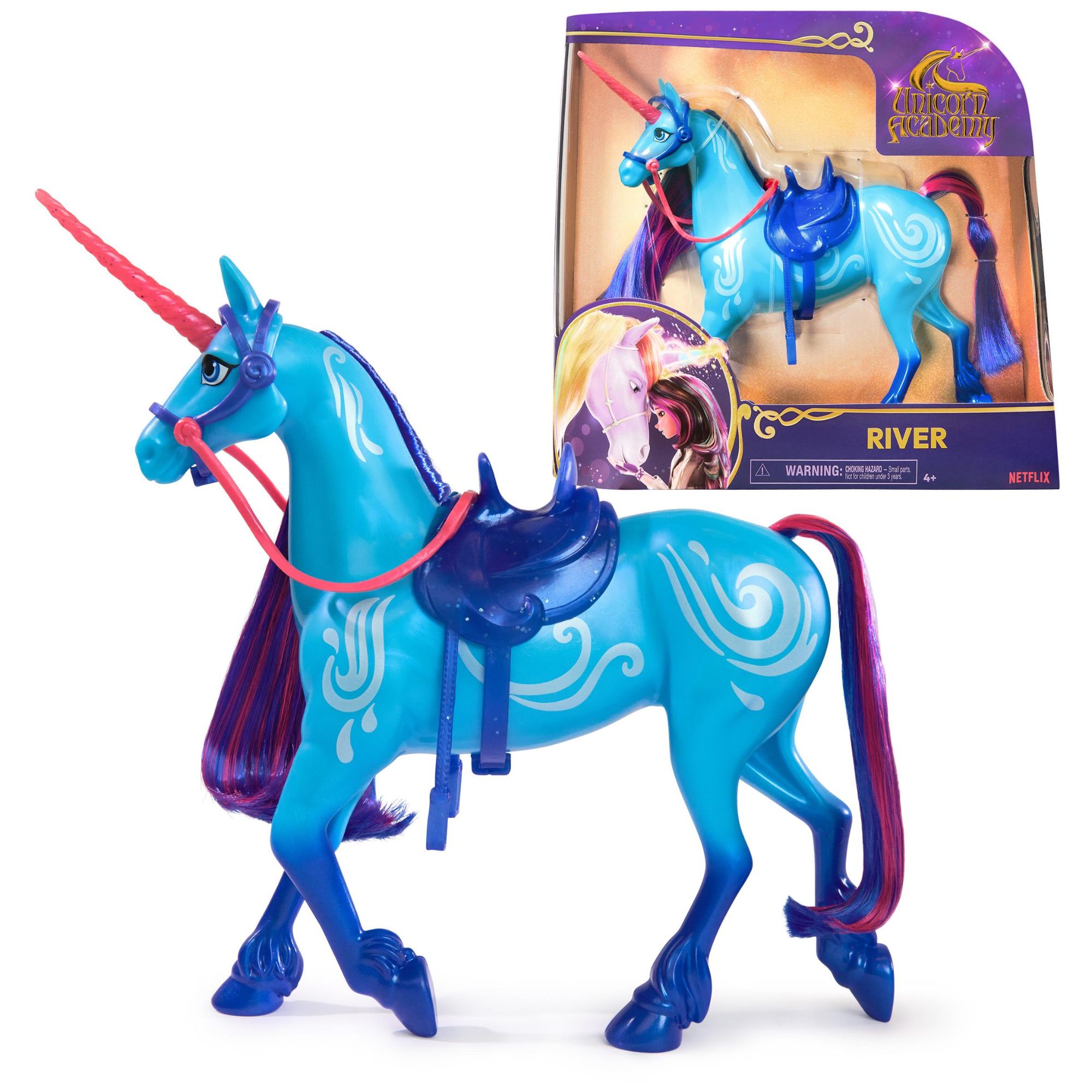 Unicorn Academy - L'Ecole des Licornes - Licorne River 28 Cm - Licorne River Pour Poupée Isabel - Jouets Inspirés De La Série L'Ecole des Licornes - Jouet Enfant 4 Ans et +