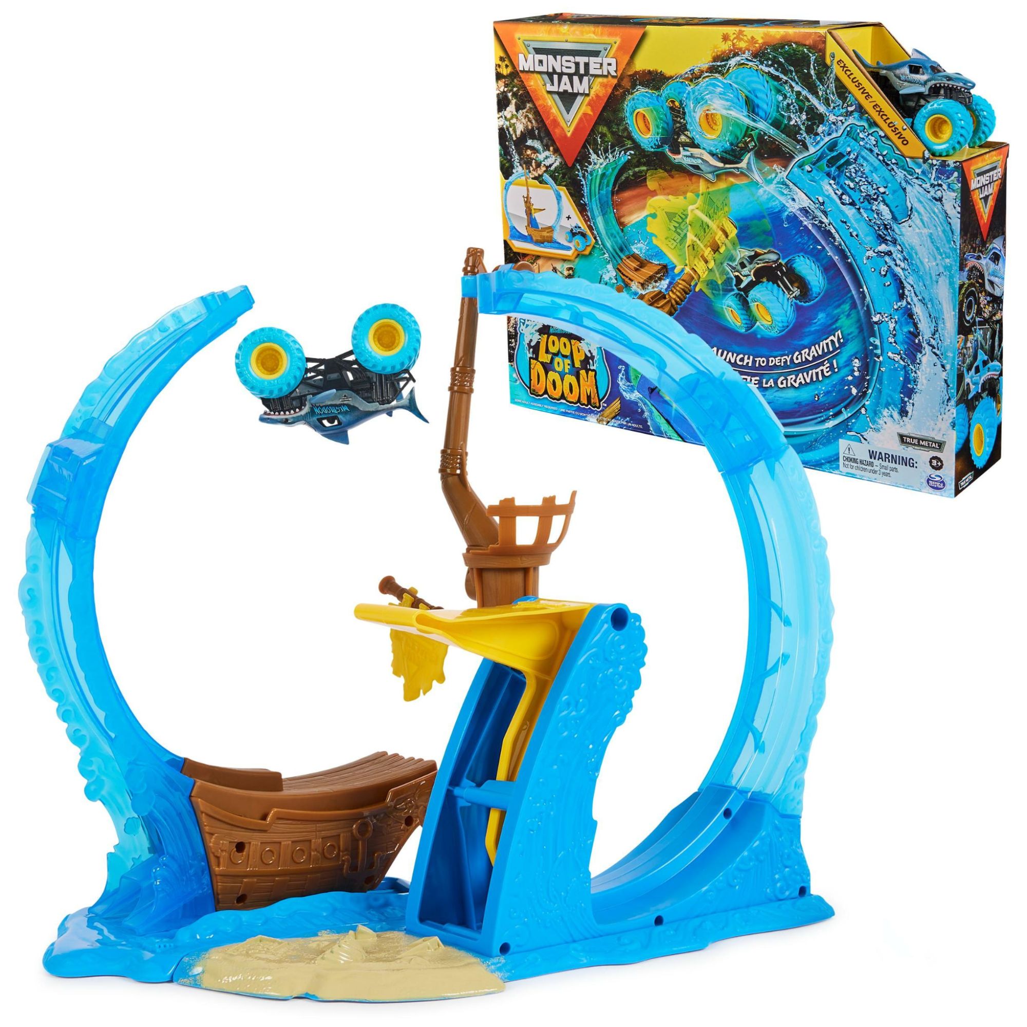 Monster Jam Arène À Cascades Megalodon Loop Of Doom Avec Monster Truck En Métal Moulé Exclusif À 'échelle 1:64 Jouets Pour Garçons À Partir De