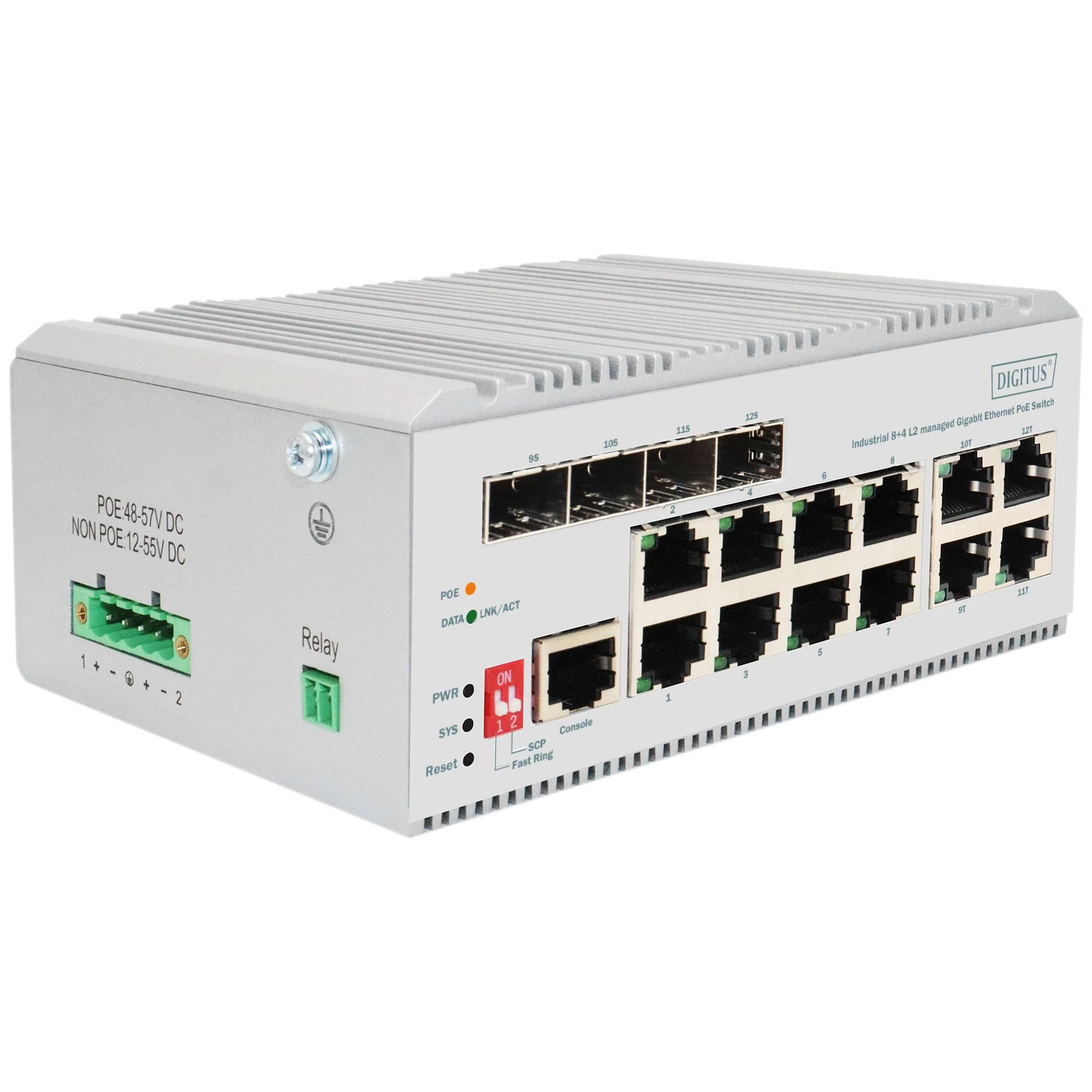 Digitus Commutateur Poe Réseau Gigabit Ethernet 8 Ports Industriel - vue 2