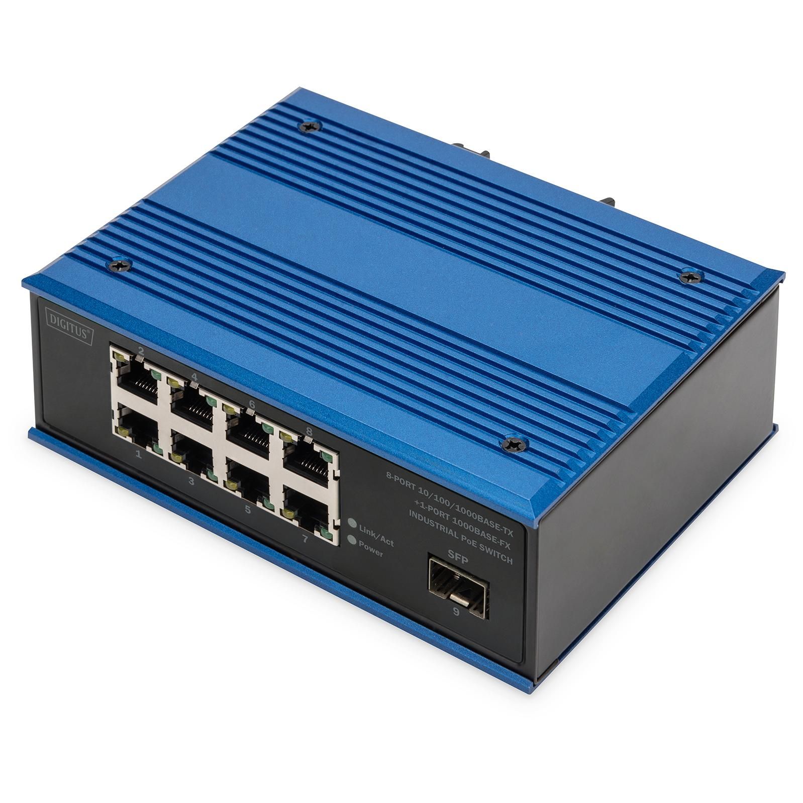Digitus Commutateur Poe Réseau Gigabit Ethernet 8 Ports Industriel