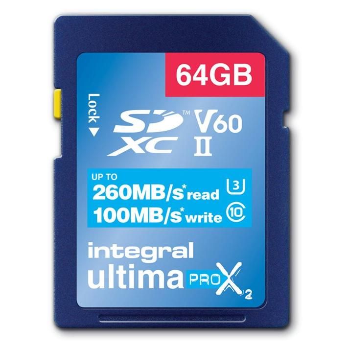 Integral UltimaPro X2 - Carte mémoire flash - 64 Go - Video Class V60 / UHS-II U3 / Class10 - SDXC UHS-II