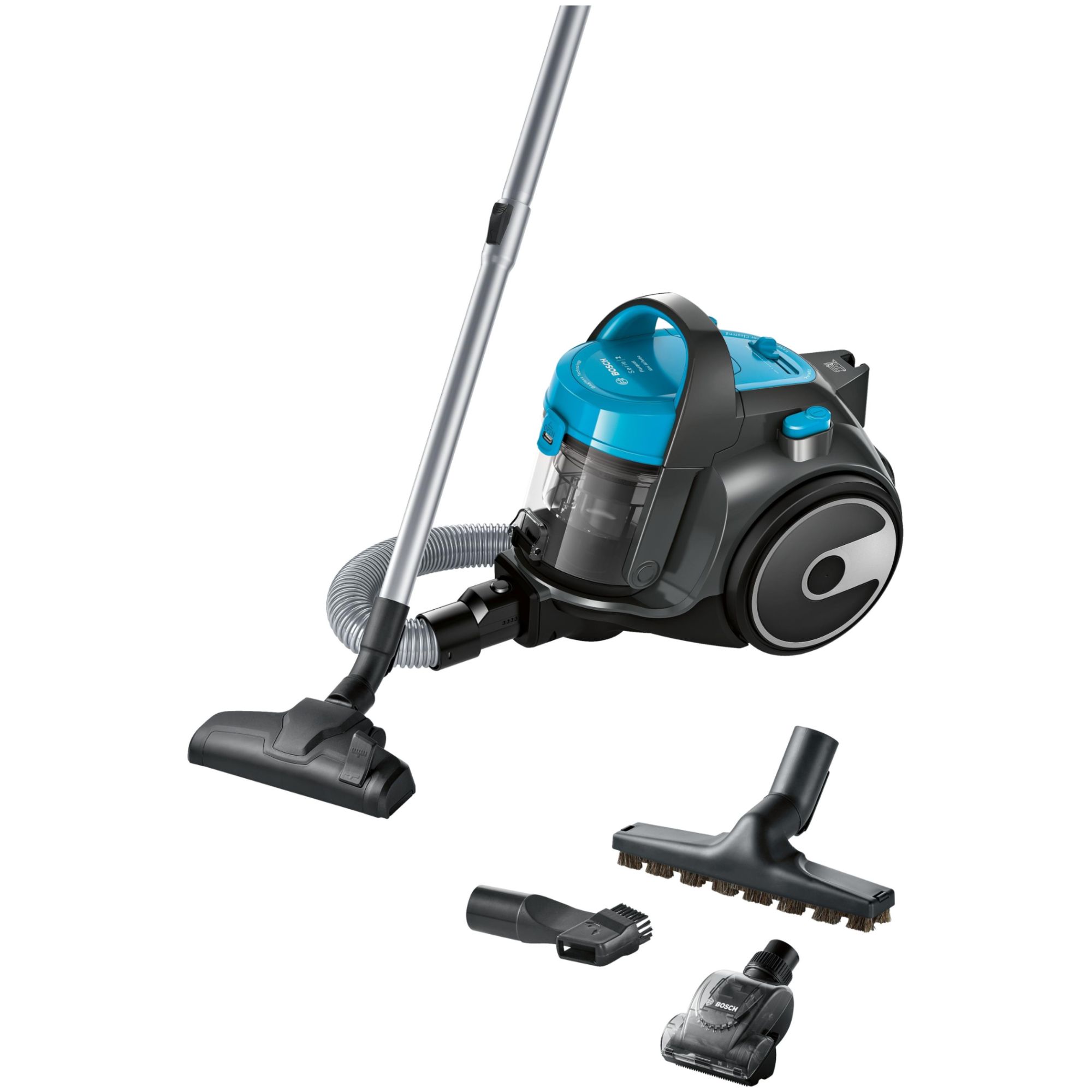 Bosch Electroménager Série 2 BGS05X240 aspirateur traîneau sans Sac Compact et léger Rayon d'action de 9 pour Tous Les Types de sols avec Accessoire spécial Poils