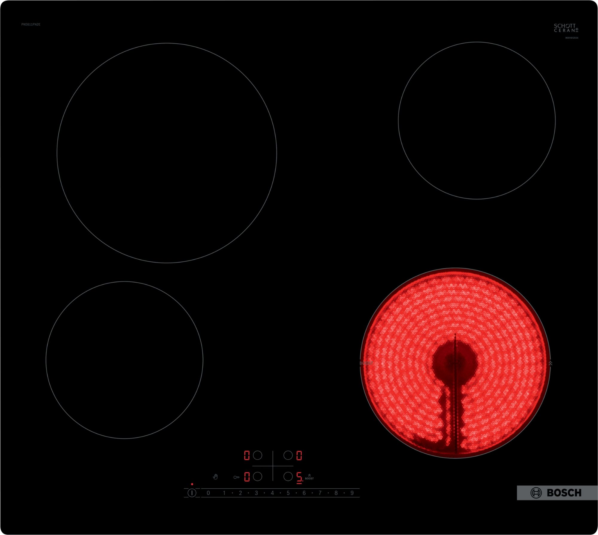 BOSCH Table de cuisson vitrocéramique 4 foyers PKE611FN8E - vue 4