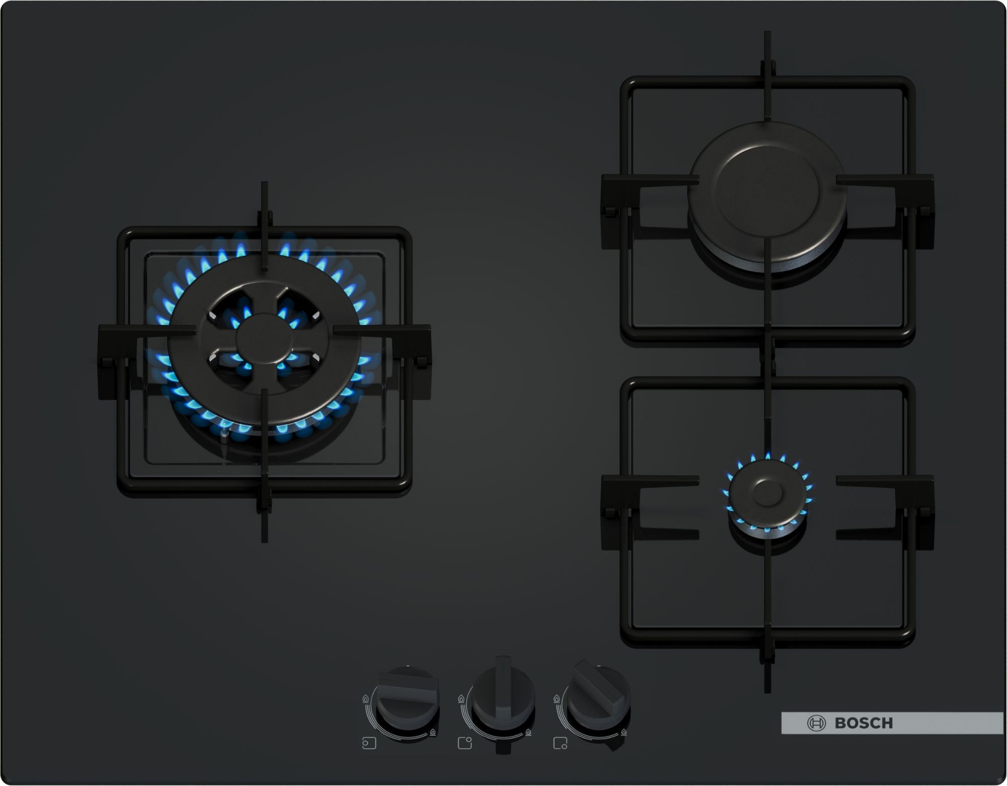 Table de cuisson gaz 60cm 3 feux PNC6B6K30 BOSCH - vue 3