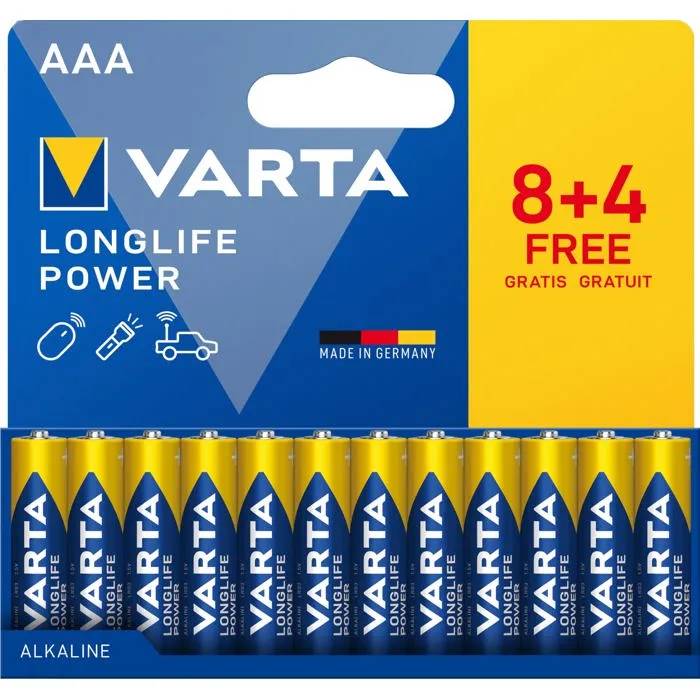 Batteries Varta longlife power 1 5 V AAA LR03 12 Unités - vue 2