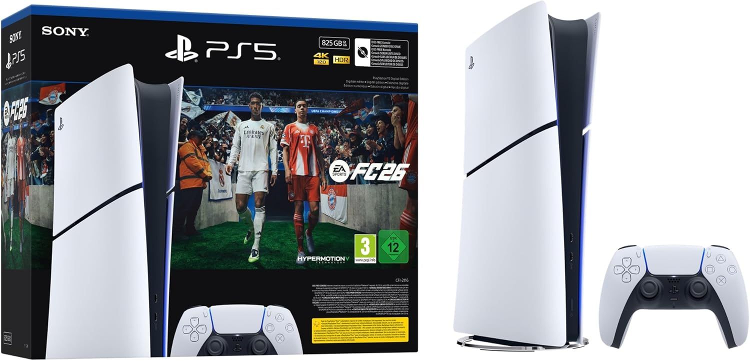 Console PS5 édition Numérique 825 Go + EA SPORTS FC 26 (code de téléchargement) Console PS5 édition Numérique 825 Go + EA SPORTS FC 26 (code de téléchargement)