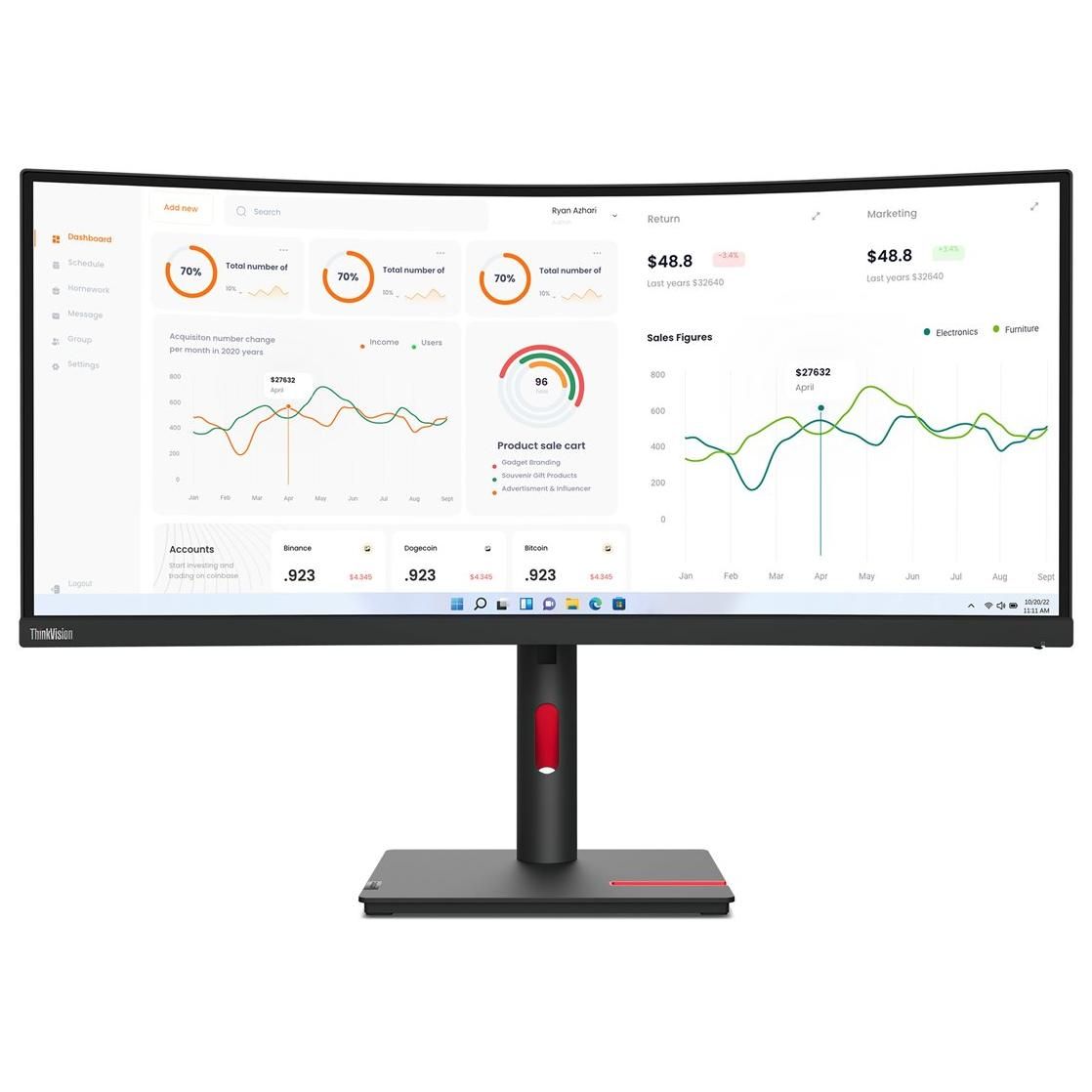 Lenovo ThinkVision T34w 30 LED display 86 4 cm 34 3440 x 1440 pixels Wide Quad HD Neuf