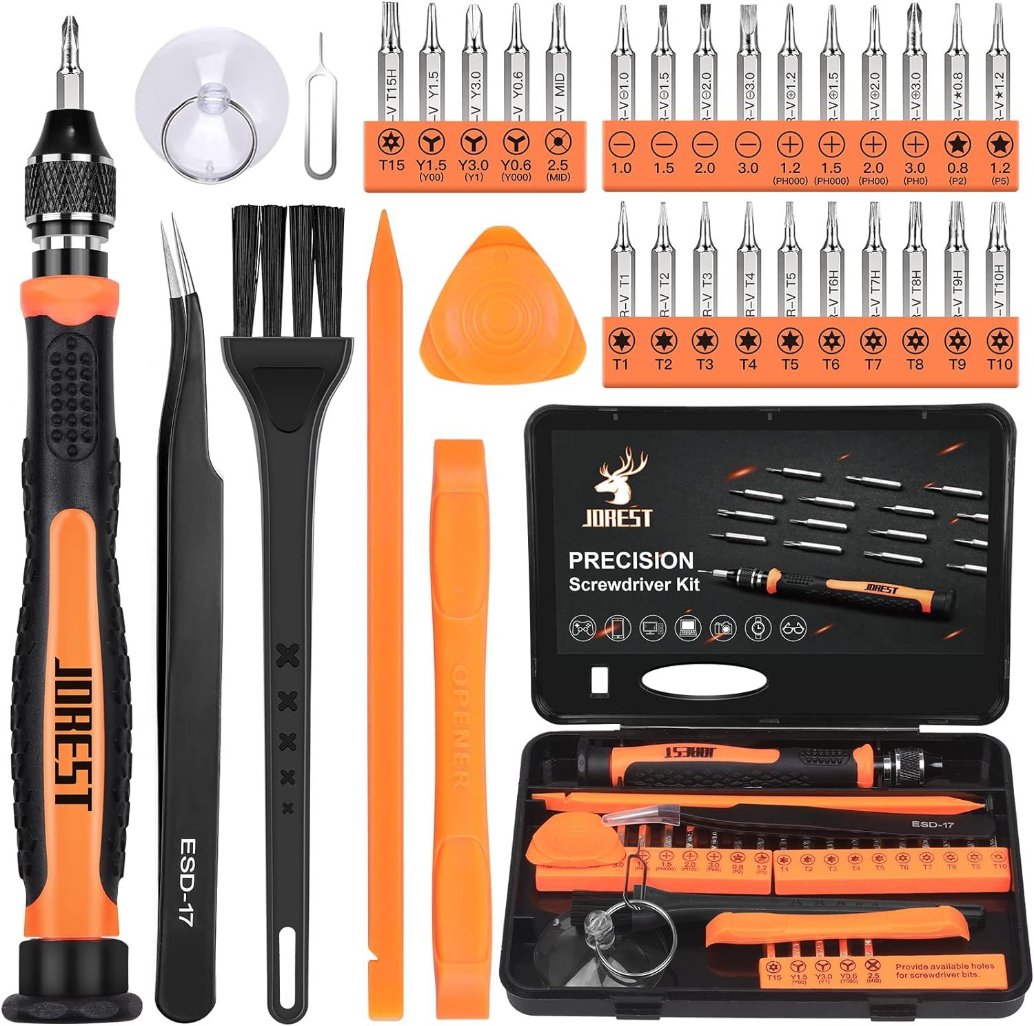 33Pcs Kit Tournevis de Pr¿¿cision, Outillage Set avec Torx T1 T2 T3 T4 T5, TR5 T6 T7 T8 T9 T10 T15, Triwing Y00, Etoile P2/5, -1.0/2.0, etc, pour PS4, Xbox, Switch, Macbook, PC, Lunettes, Montre