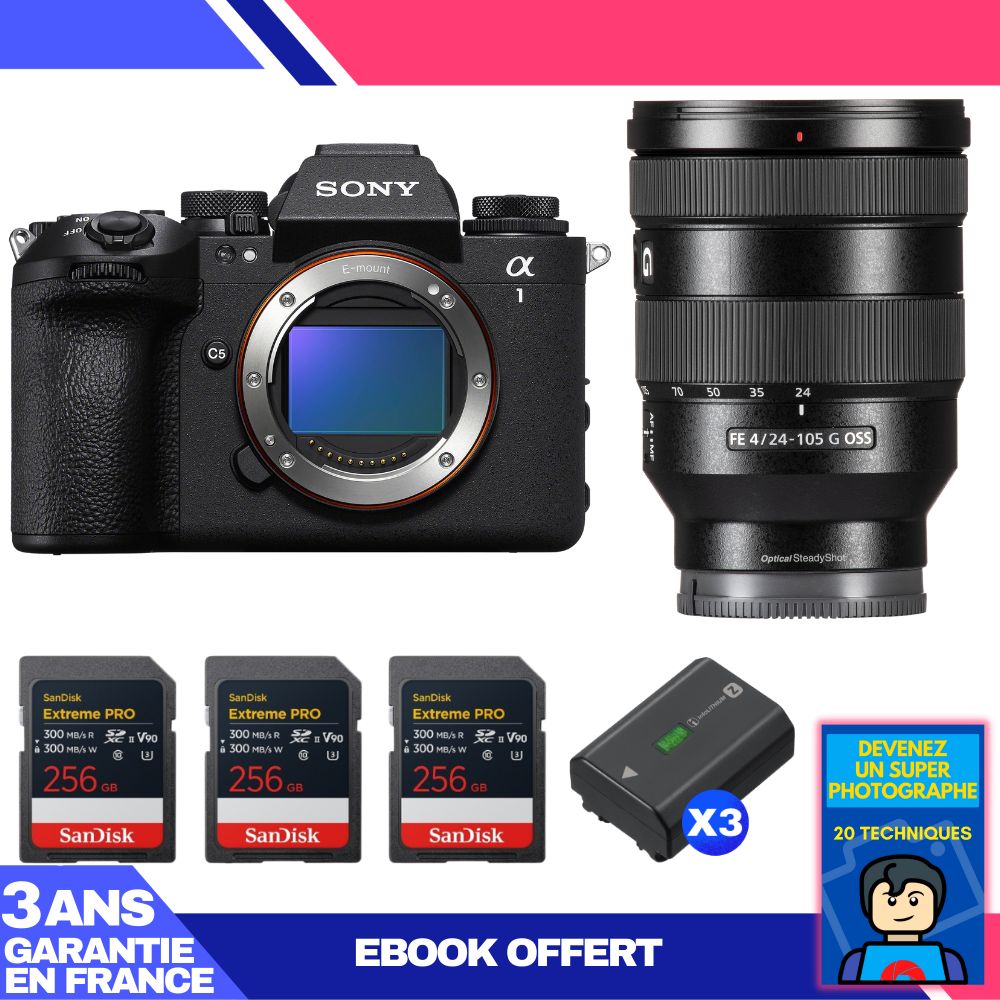 Boitier Sony alpha 1 II + FE 24 105mm f4 G OSS + 3 SanDisk Extreme PRO UHS II SDXC + 3 Sony NP FZ100 + Ebook 'Devenez Un Super Photographe - vue 4