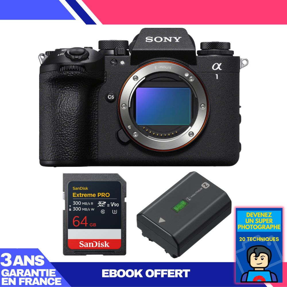 Boitier Sony alpha 1 II + 1 SanDisk Extreme PRO UHS II SDXC + Sony NP FZ100 + Ebook 'Devenez Un Super Photographe - vue 2