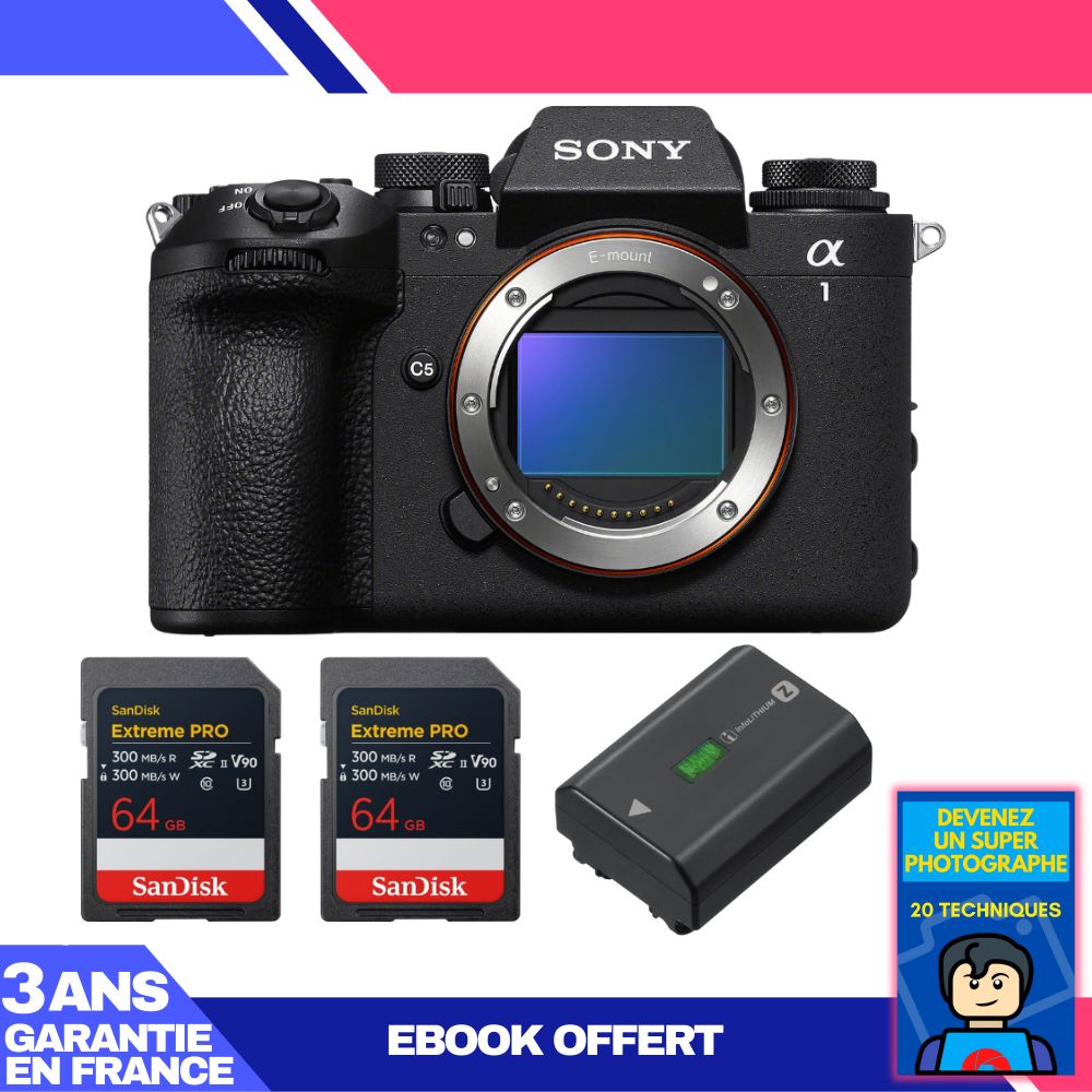 Boitier Sony alpha 1 II + 2 SanDisk Extreme PRO UHS II SDXC + Sony NP FZ100 + Ebook 'Devenez Un Super Photographe - vue 4