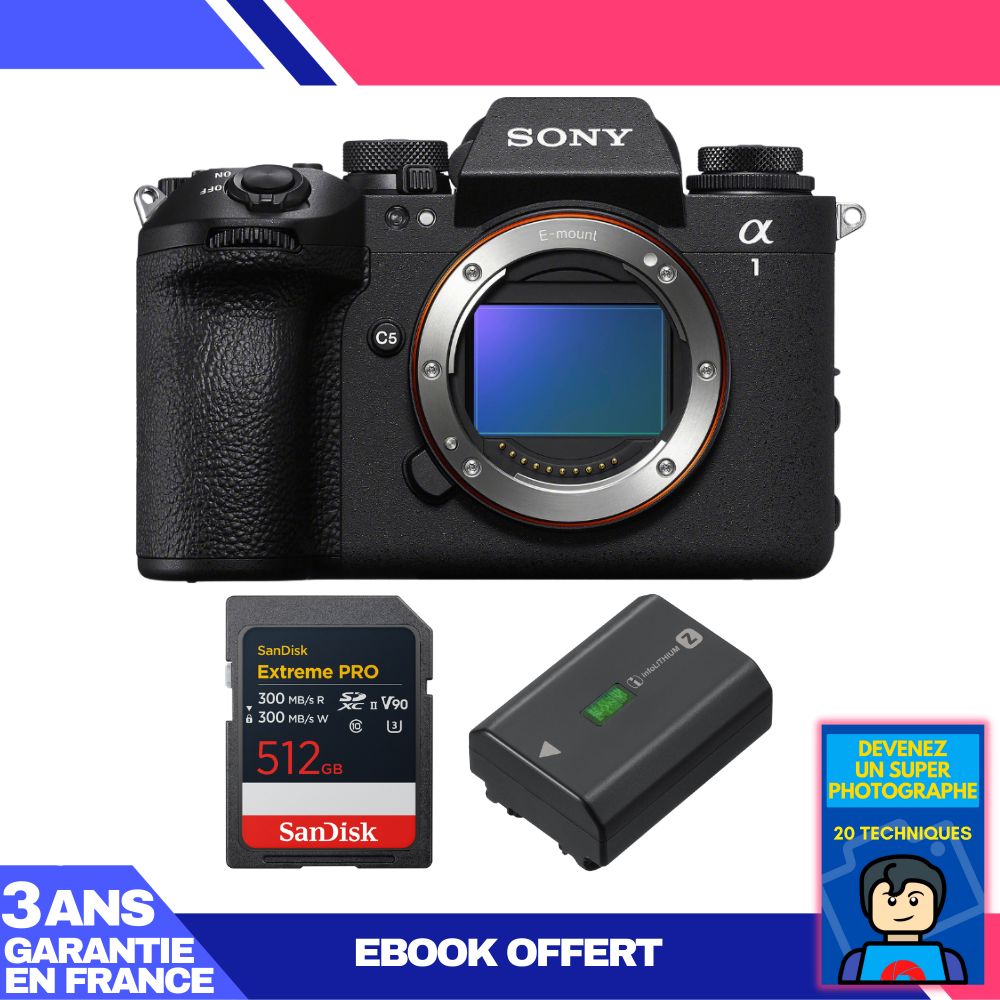 Boitier Sony alpha 1 II + 1 SanDisk Extreme PRO UHS II SDXC + Sony NP FZ100 + Ebook 'Devenez Un Super Photographe - vue 3
