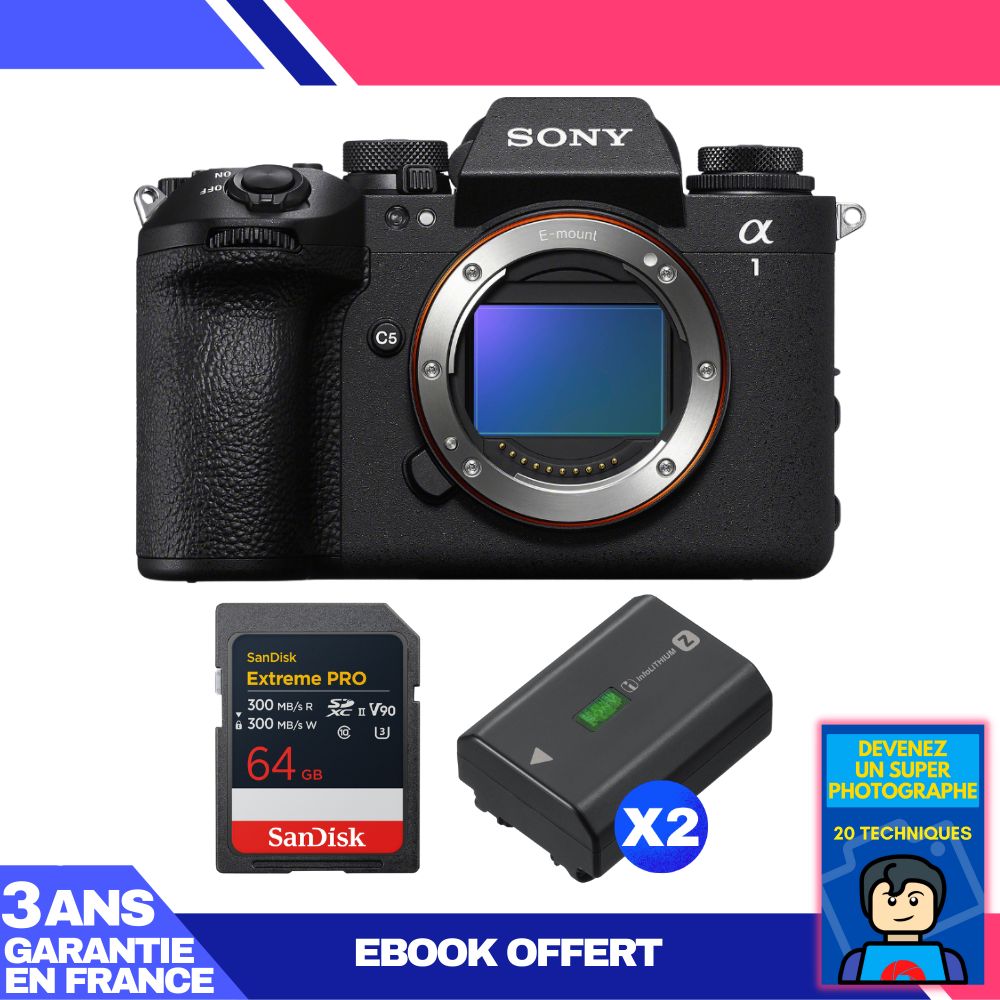 Boitier Sony alpha 1 II + 1 SanDisk Extreme PRO UHS II SDXC + 2 Sony NP FZ100 + Ebook 'Devenez Un Super Photographe - vue 4