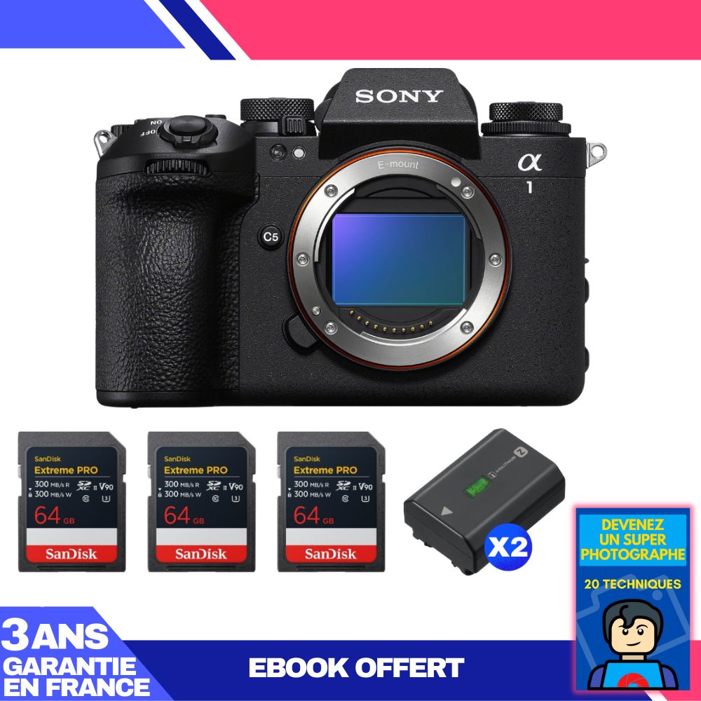 Boitier Sony alpha 1 II + 3 SanDisk Extreme PRO UHS II SDXC + 2 Sony NP FZ100 + Ebook 'Devenez Un Super Photographe - vue 4