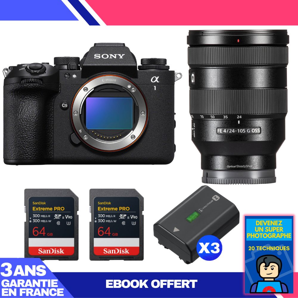 Boitier Sony alpha 1 II + FE 24 105mm f4 G OSS + 2 SanDisk Extreme PRO UHS II SDXC + 3 Sony NP FZ100 + Ebook 'Devenez Un Super Photographe - vue 4