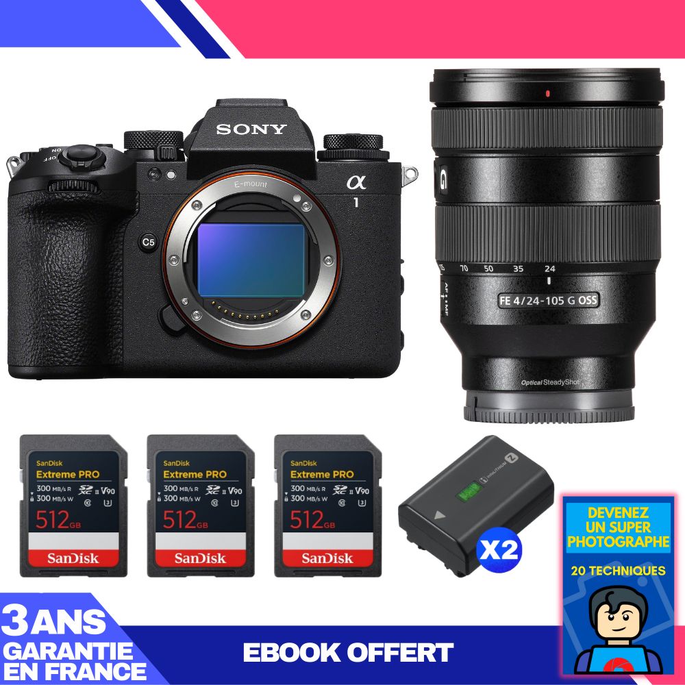 Boitier Sony alpha 1 II + FE 24 105mm f4 G OSS + 3 SanDisk Extreme PRO UHS II SDXC + 2 Sony NP FZ100 + Ebook 'Devenez Un Super Photographe - vue 4