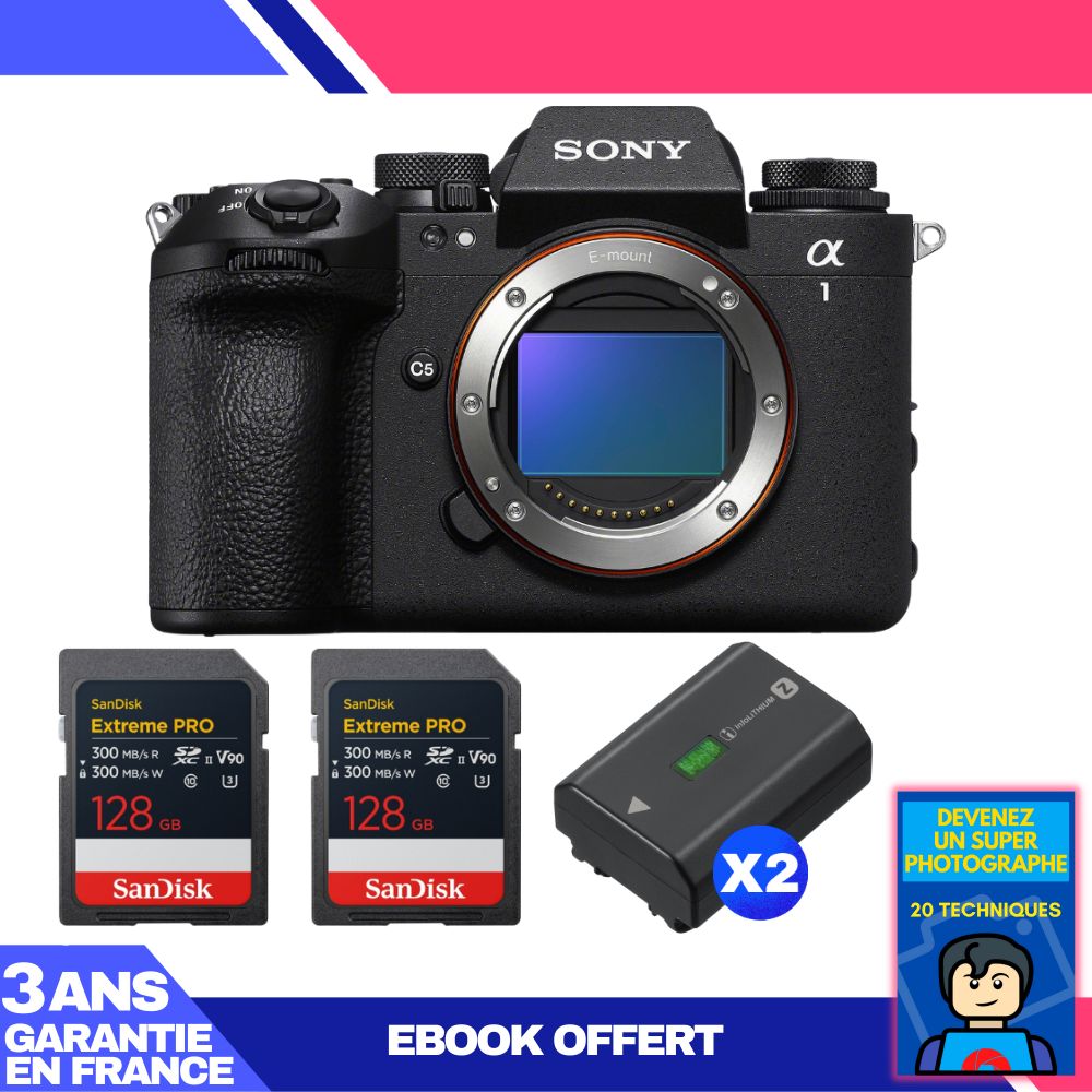 Boitier Sony alpha 1 II + 2 SanDisk Extreme PRO UHS II SDXC + 2 Sony NP FZ100 + Ebook 'Devenez Un Super Photographe - vue 2