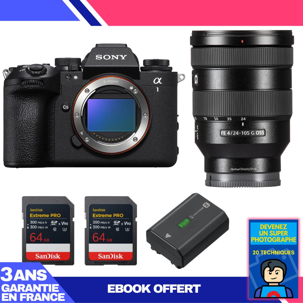 Boitier Sony alpha 1 II + FE 24 105mm f4 G OSS + 2 SanDisk Extreme PRO UHS II SDXC + Sony NP FZ100 + Ebook 'Devenez Un Super Photographe - vue 4