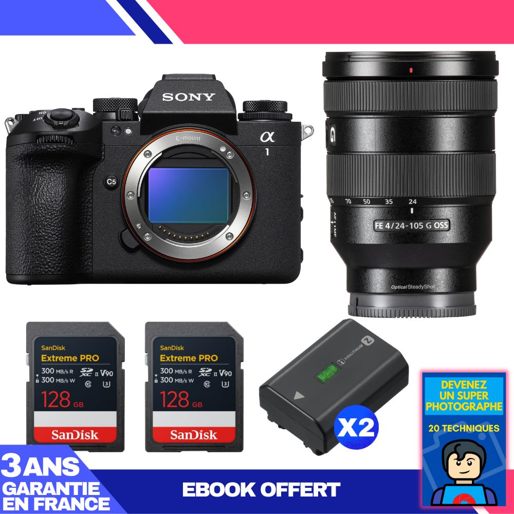 Boitier Sony alpha 1 II + FE 24 105mm f4 G OSS + 2 SanDisk Extreme PRO UHS II SDXC + 2 Sony NP FZ100 + Ebook 'Devenez Un Super Photographe - vue 4