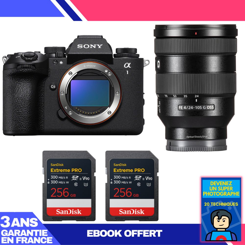 Boitier Sony alpha 1 II + FE 24 105mm f4 G OSS + 2 SanDisk Extreme PRO UHS II SDXC + Ebook 'Devenez Un Super Photographe - vue 4