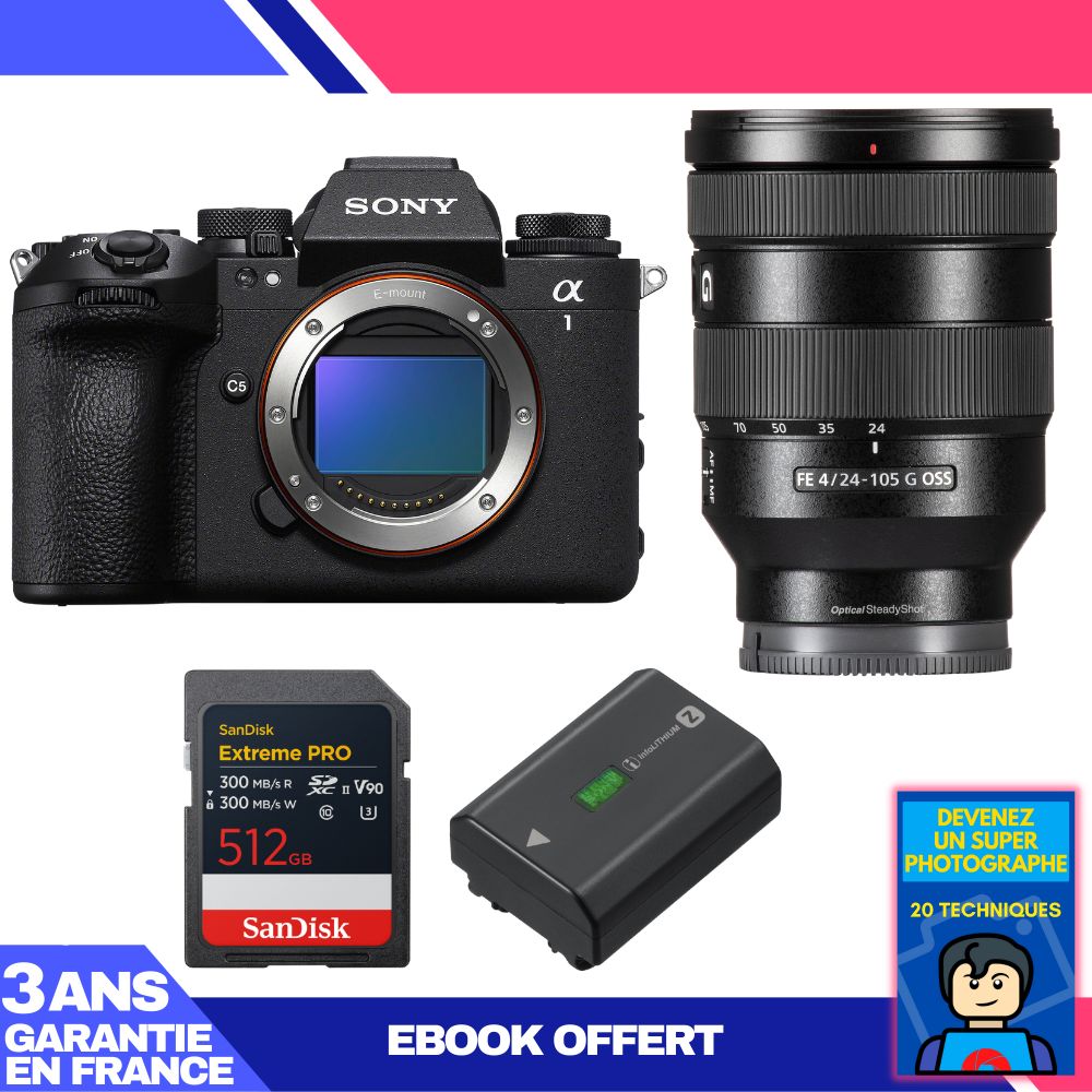Boitier Sony alpha 1 II + FE 24 105mm f4 G OSS + 1 SanDisk Extreme PRO UHS II SDXC + Sony NP FZ100 + Ebook 'Devenez Un Super Photographe - vue 4