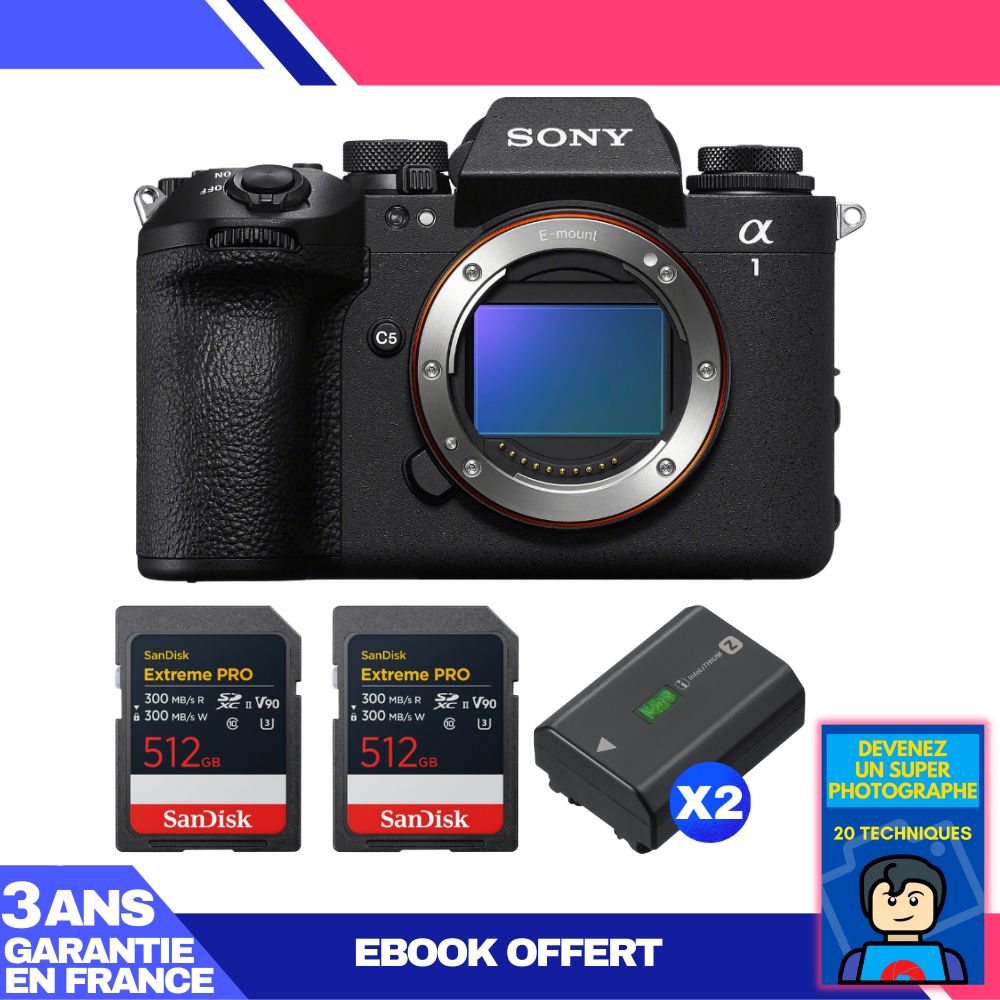 Boitier Sony alpha 1 II + 2 SanDisk Extreme PRO UHS II SDXC + 2 Sony NP FZ100 + Ebook 'Devenez Un Super Photographe - vue 4