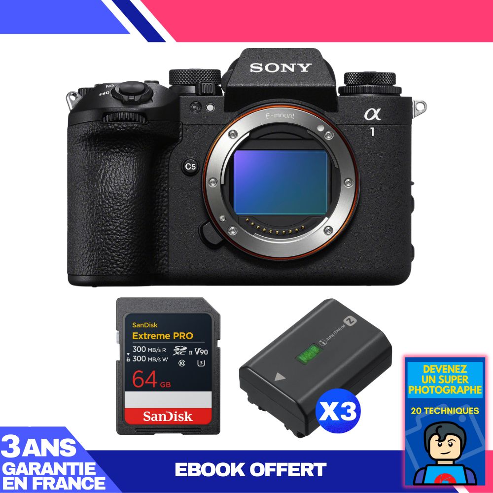 Boitier Sony alpha 1 II + 1 SanDisk Extreme PRO UHS II SDXC + 3 Sony NP FZ100 + Ebook 'Devenez Un Super Photographe - vue 4