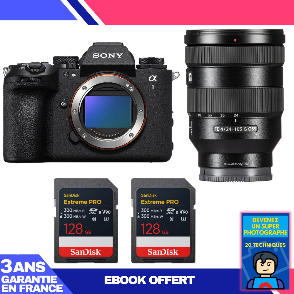Boitier Sony alpha 1 II + FE 24 105mm f4 G OSS + 2 SanDisk Extreme PRO UHS II SDXC + Ebook 'Devenez Un Super Photographe - vue 2