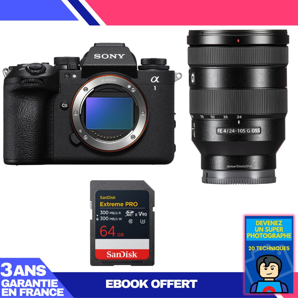 Boitier Sony alpha 1 II + FE 24 105mm f4 G OSS + 1 SanDisk Extreme PRO UHS II SDXC + Ebook 'Devenez Un Super Photographe - vue 2
