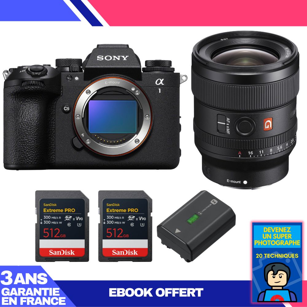 Boitier Sony alpha 1 II + FE 24mm f1.4 GM + 2 SanDisk Extreme PRO UHS II SDXC + Sony NP FZ100 + Ebook 'Devenez Un Super Photographe - vue 4