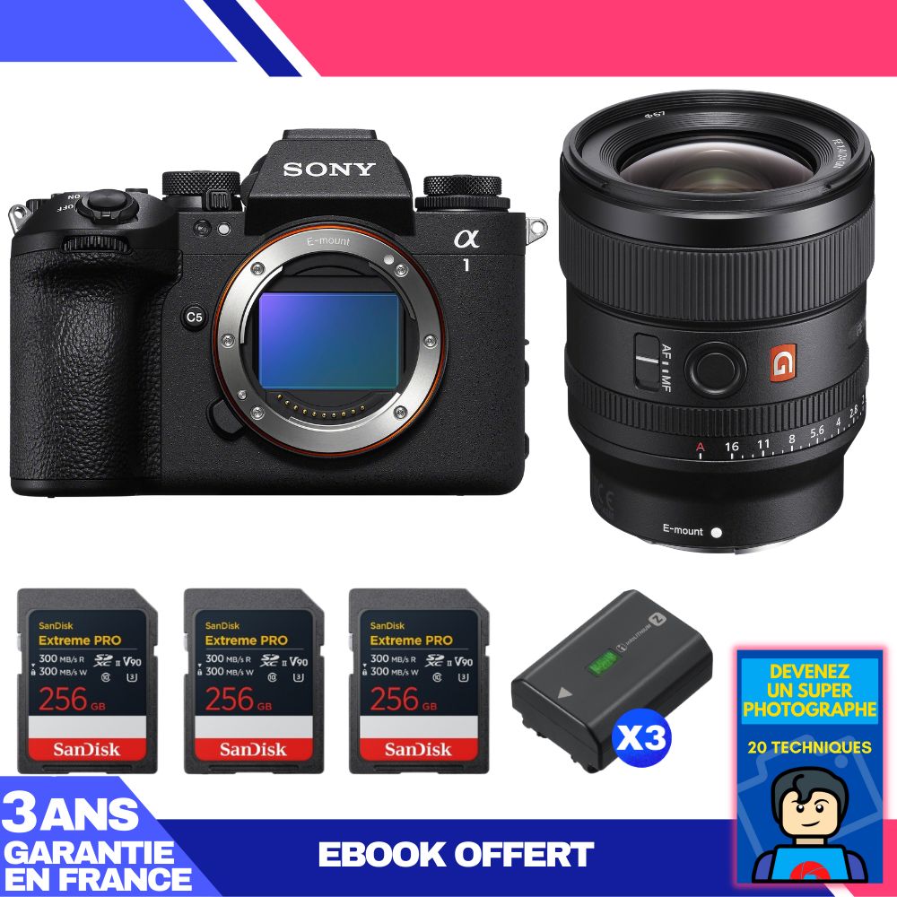 Boitier Sony alpha 1 II + FE 24mm f1.4 GM + 3 SanDisk Extreme PRO UHS II SDXC + 3 Sony NP FZ100 + Ebook 'Devenez Un Super Photographe - vue 4