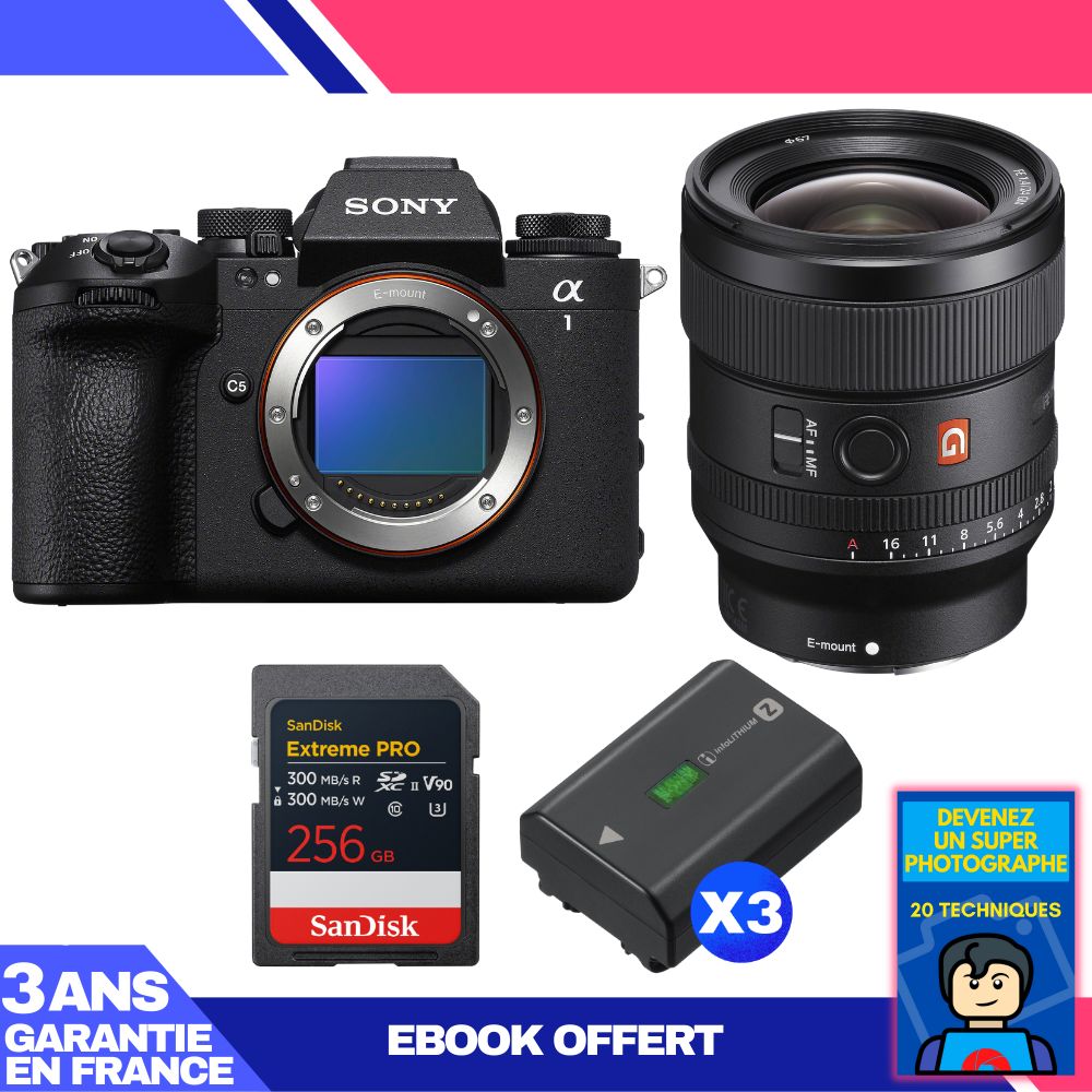 Boitier Sony alpha 1 II + FE 24mm f1.4 GM + 1 SanDisk Extreme PRO UHS II SDXC + 3 Sony NP FZ100 + Ebook 'Devenez Un Super Photographe - vue 4