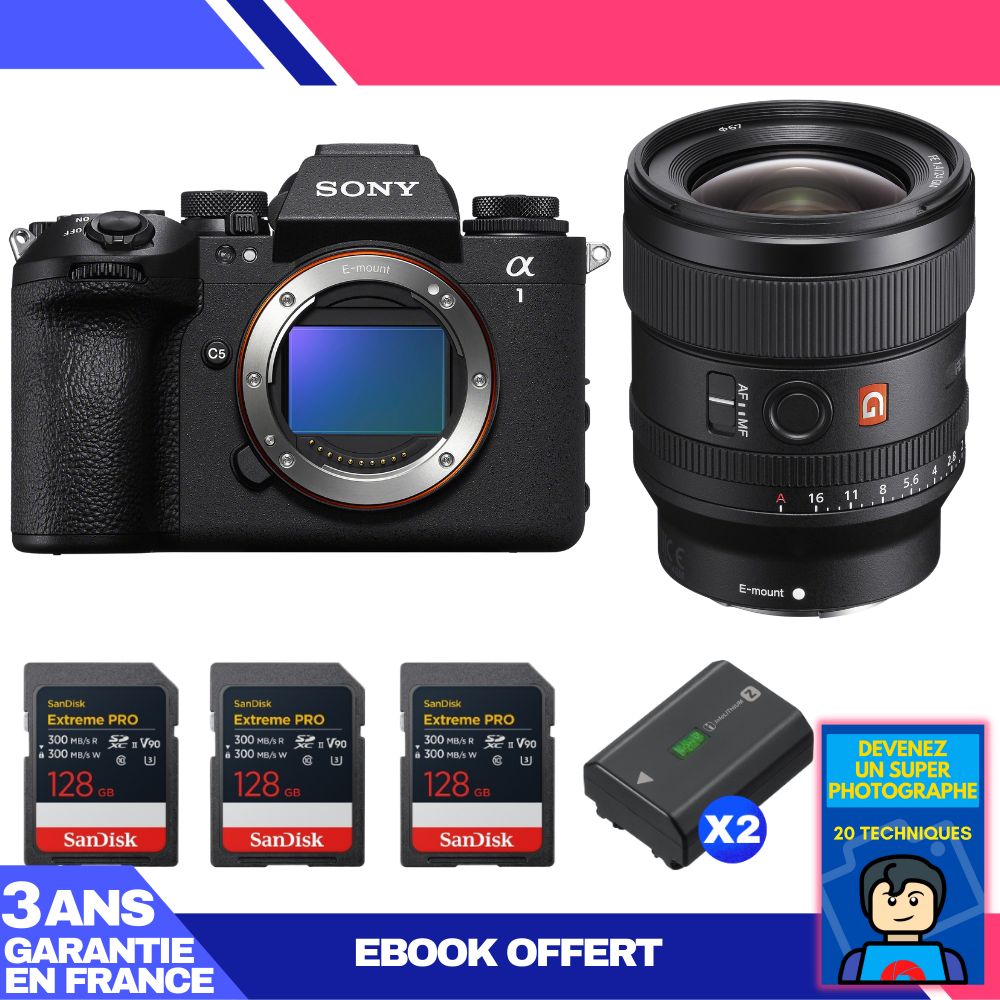 Boitier Sony alpha 1 II + FE 24mm f1.4 GM + 3 SanDisk Extreme PRO UHS II SDXC + 2 Sony NP FZ100 + Ebook 'Devenez Un Super Photographe - vue 4